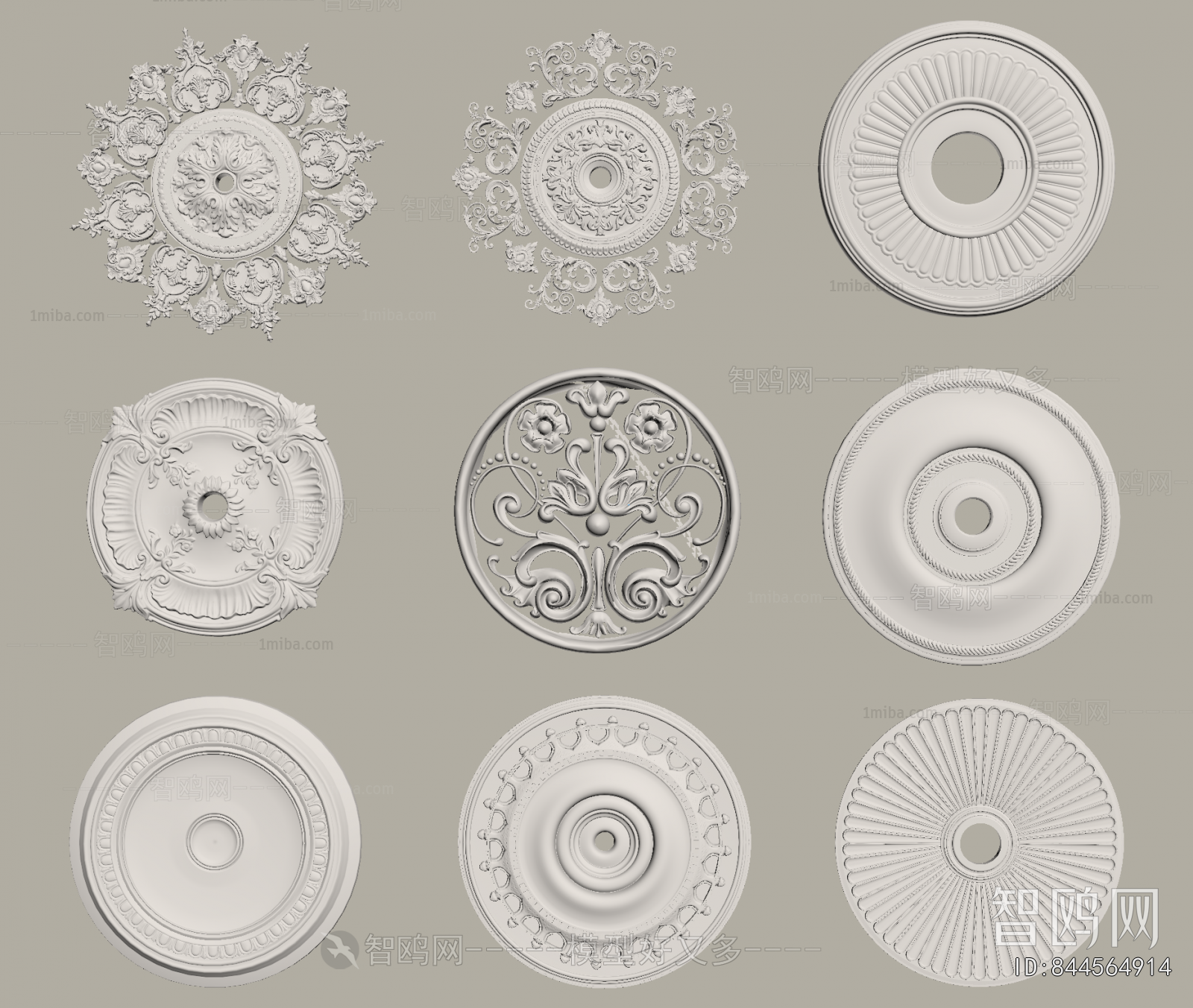 French Style Plaster Carved Top Plate