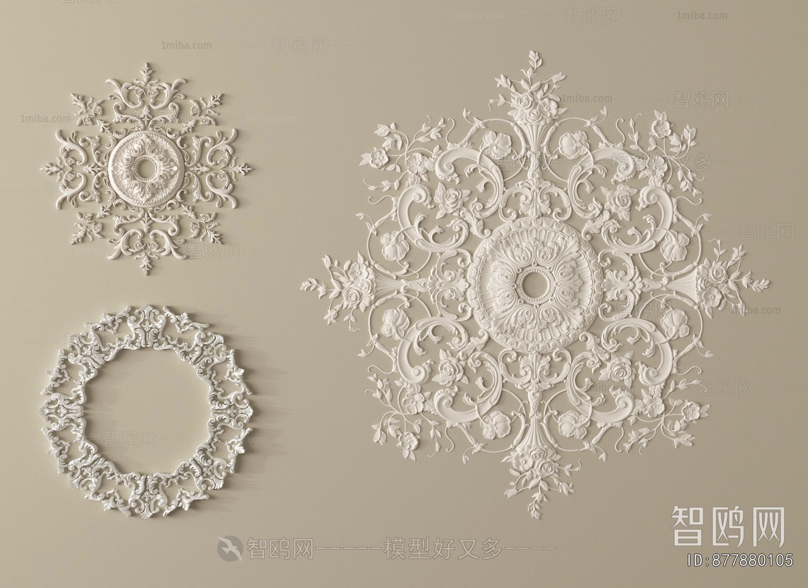 French Style Plaster Carved Top Plate