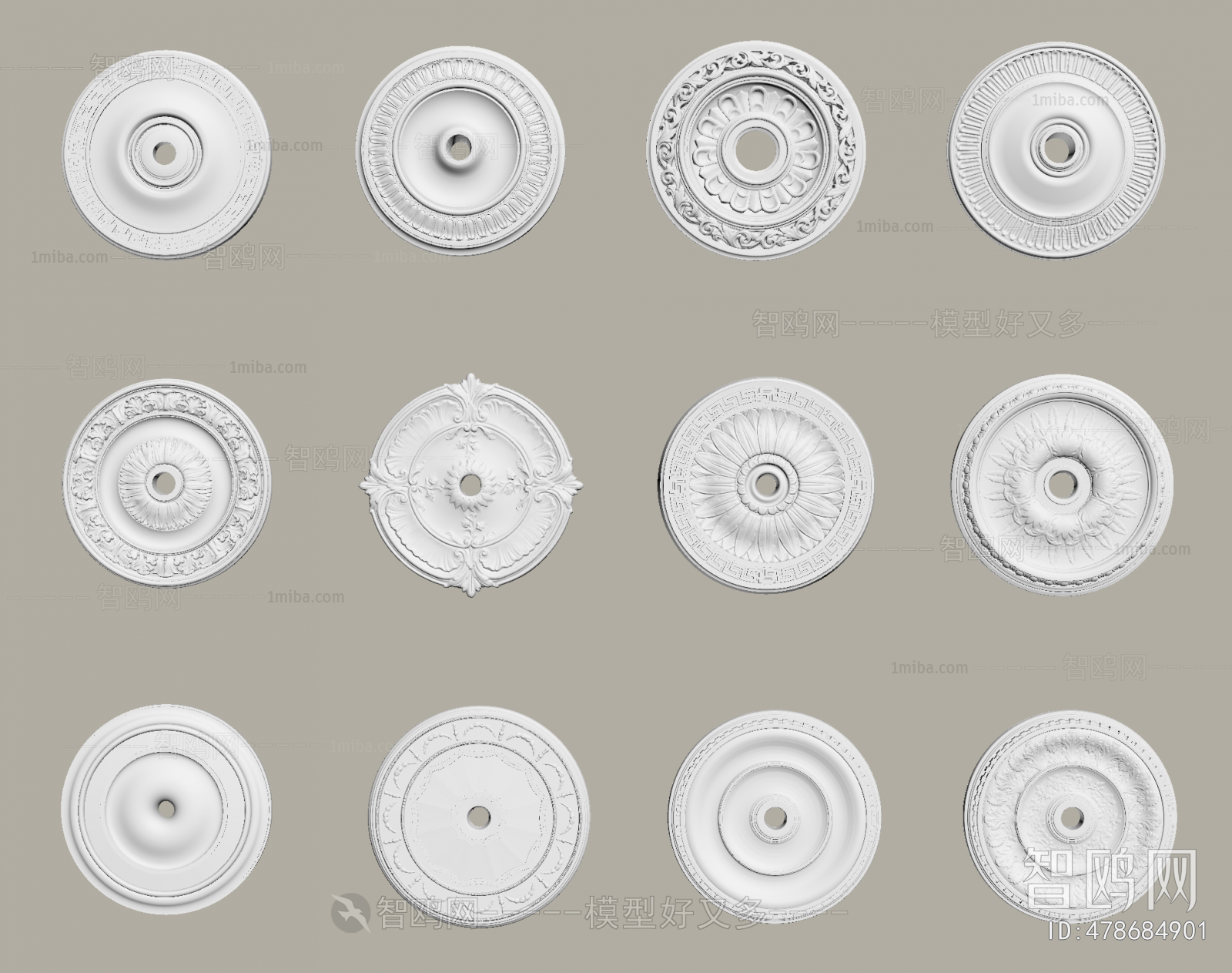 French Style Plaster Carved Top Plate