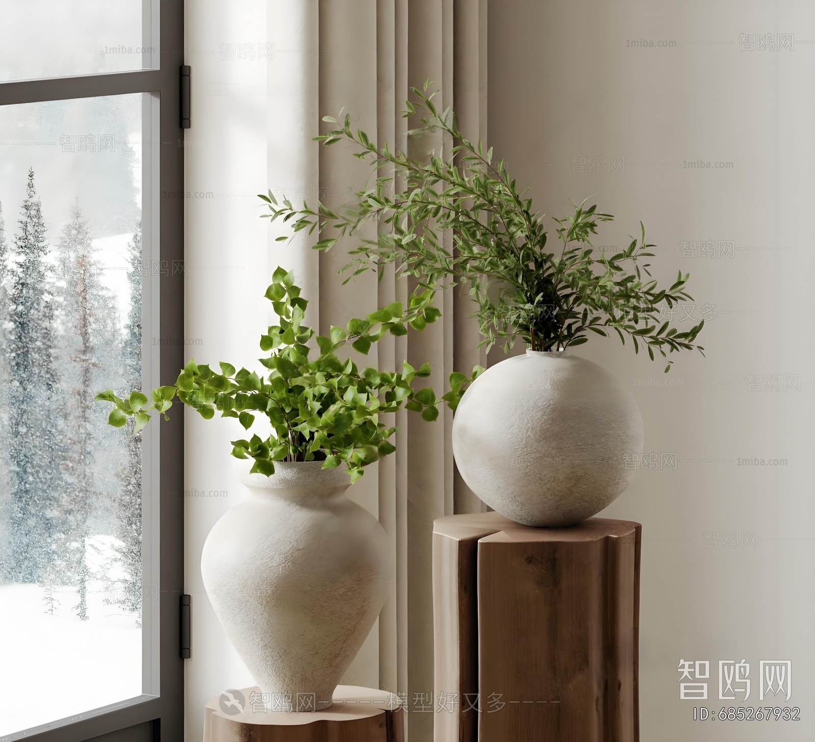 Modern Potted Green Plant