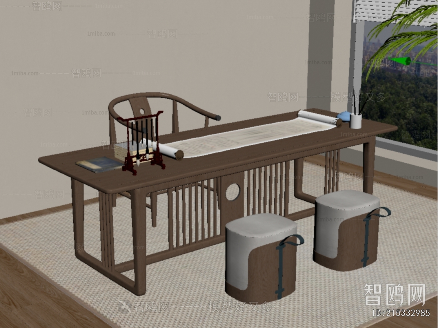 New Chinese Style Computer Desk And Chair