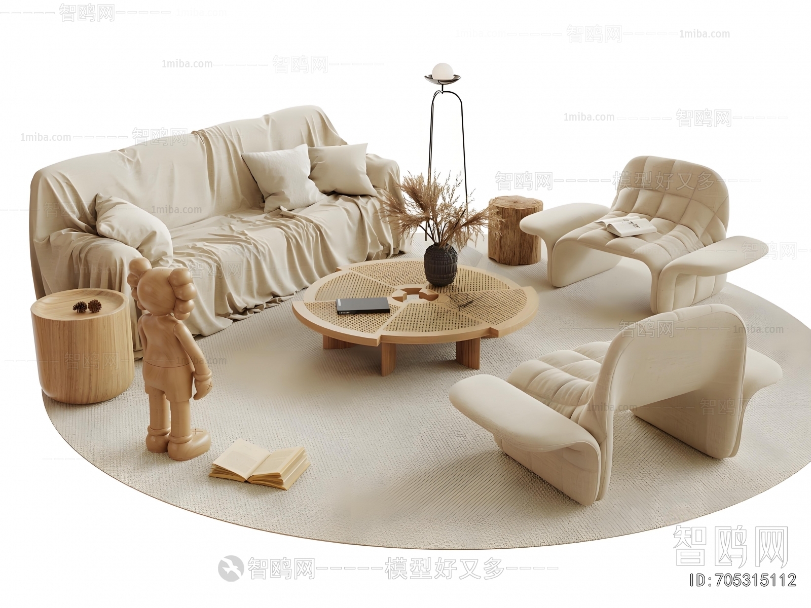 Wabi-sabi Style Sofa Combination