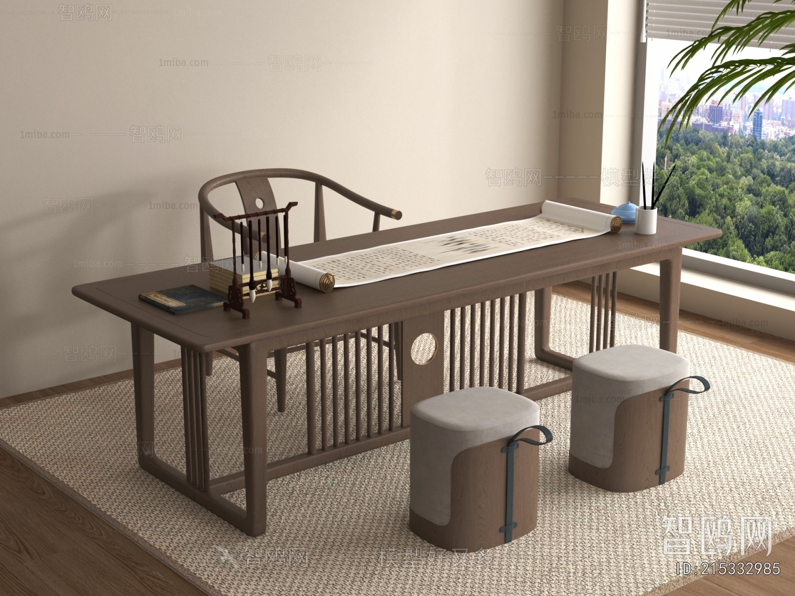 New Chinese Style Computer Desk And Chair