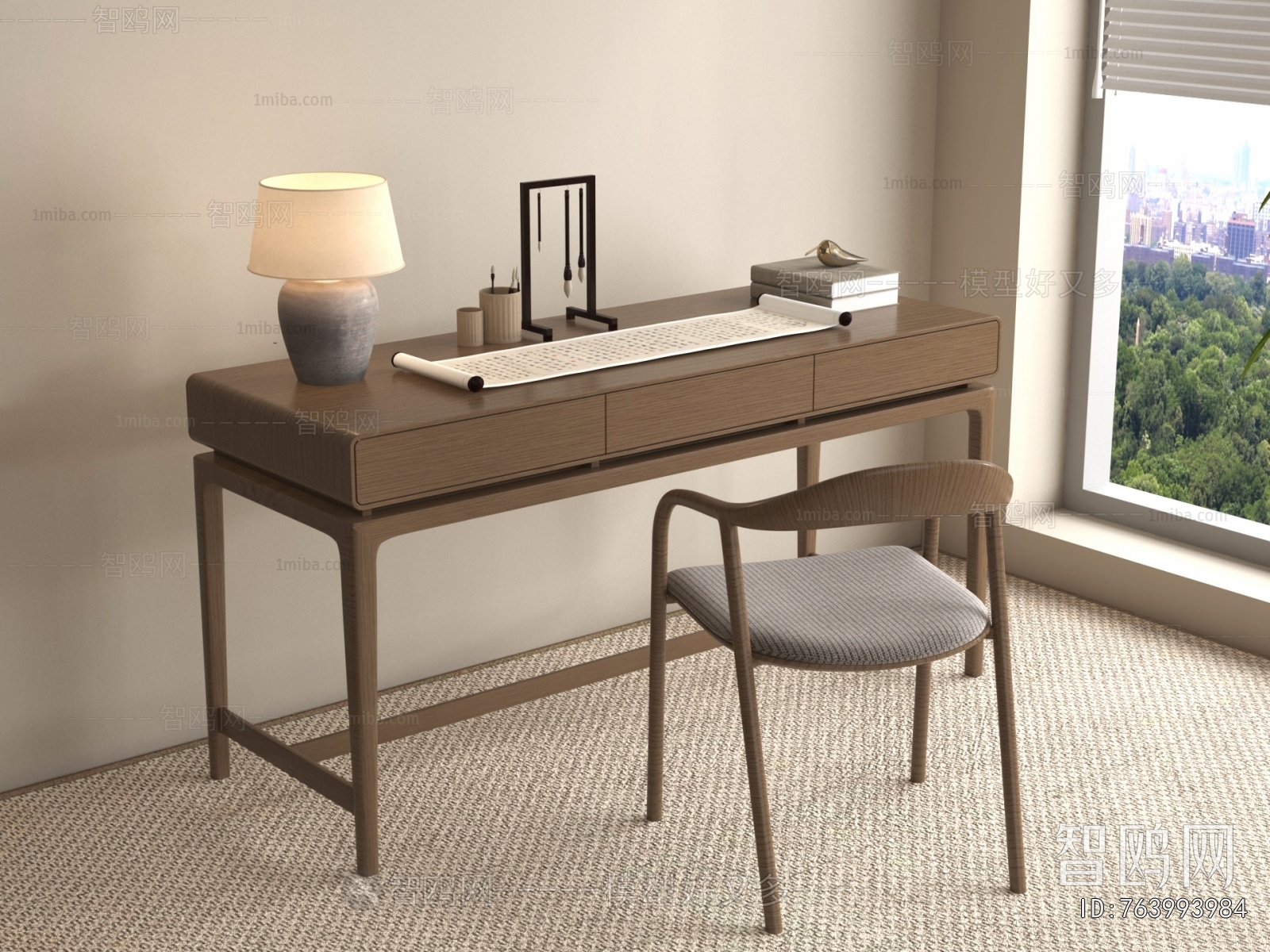 New Chinese Style Computer Desk And Chair