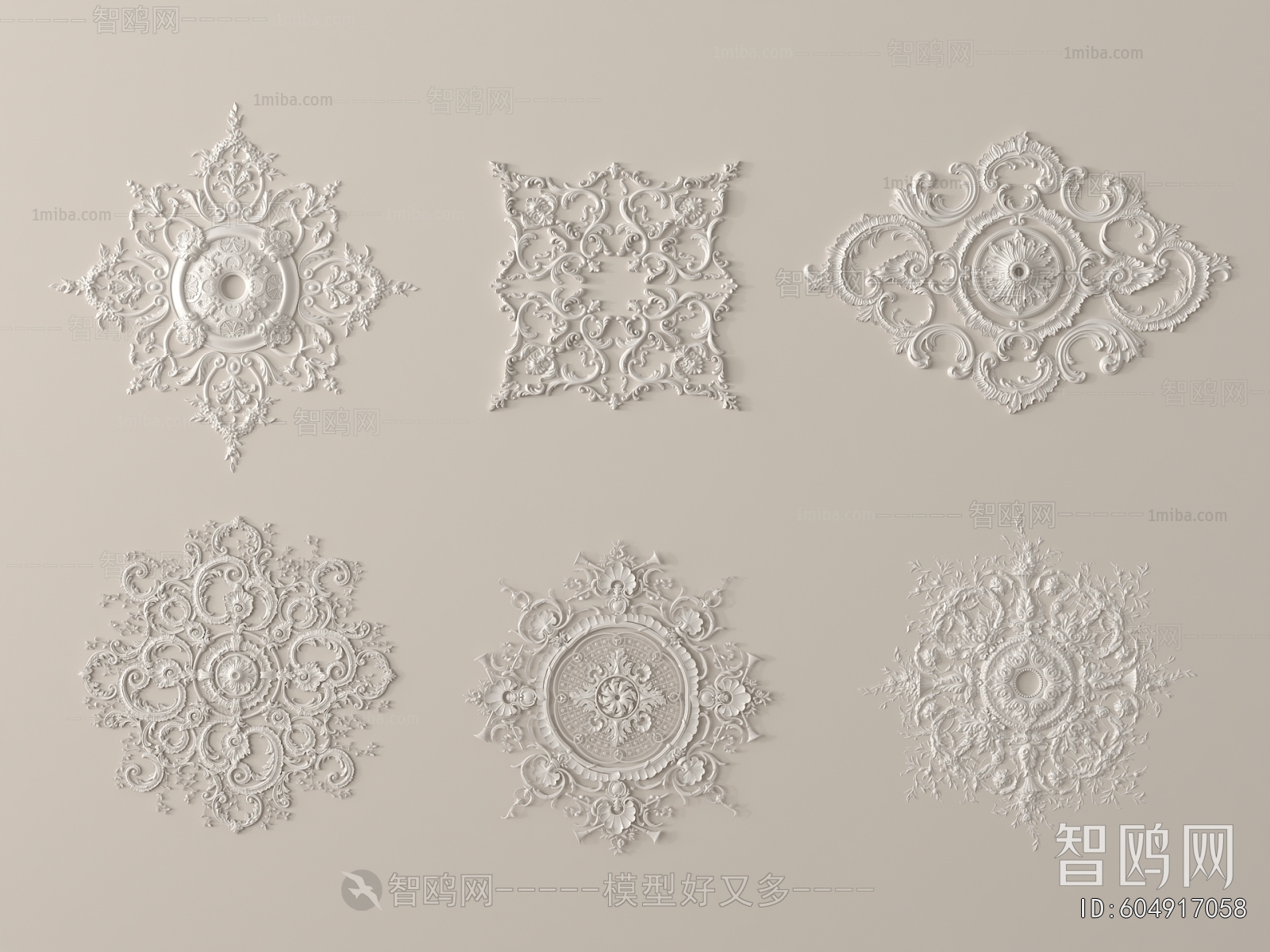 European Style Plaster Carved Top Plate