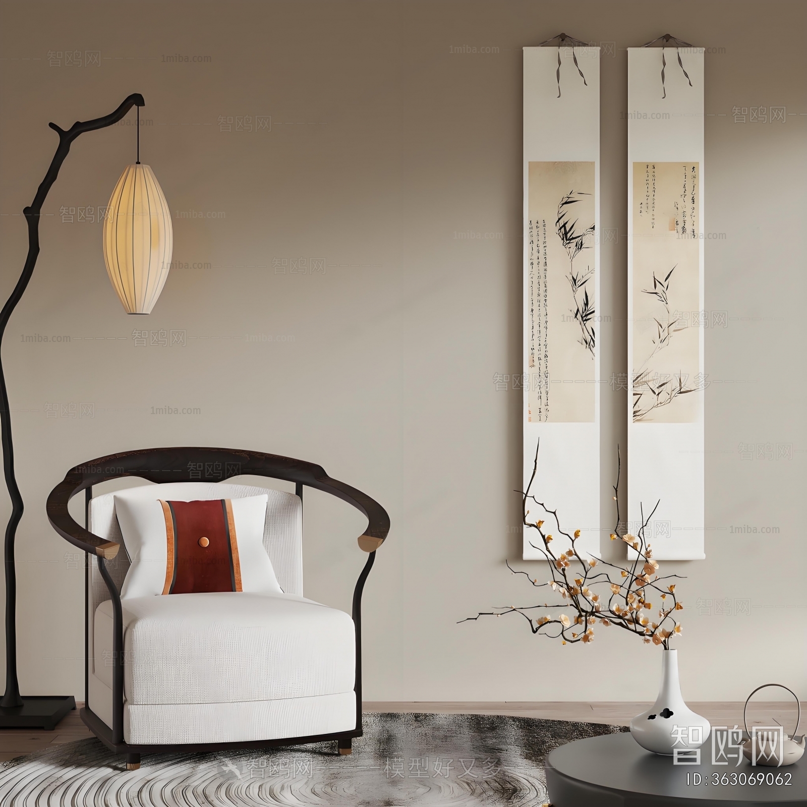 New Chinese Style Single Sofa