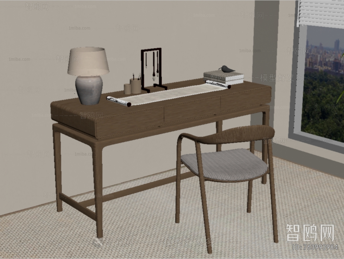 New Chinese Style Computer Desk And Chair