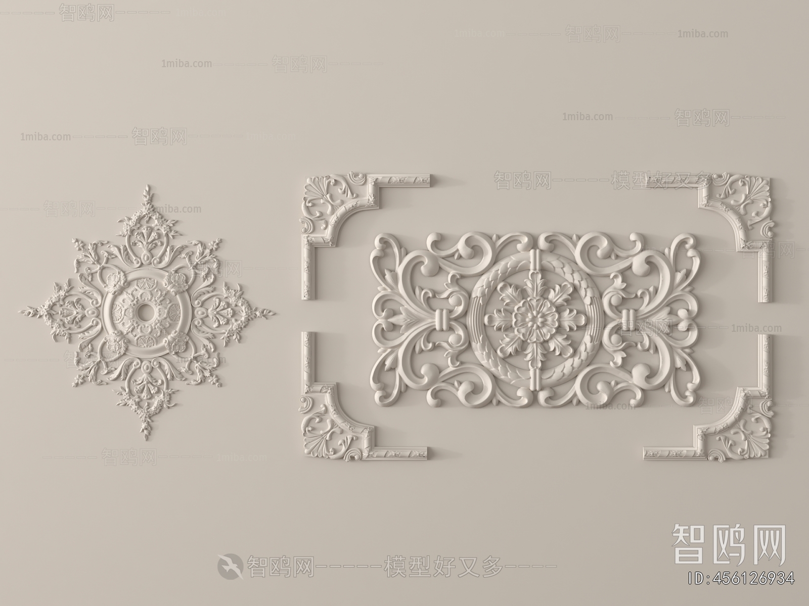 European Style Plaster Carved Top Plate