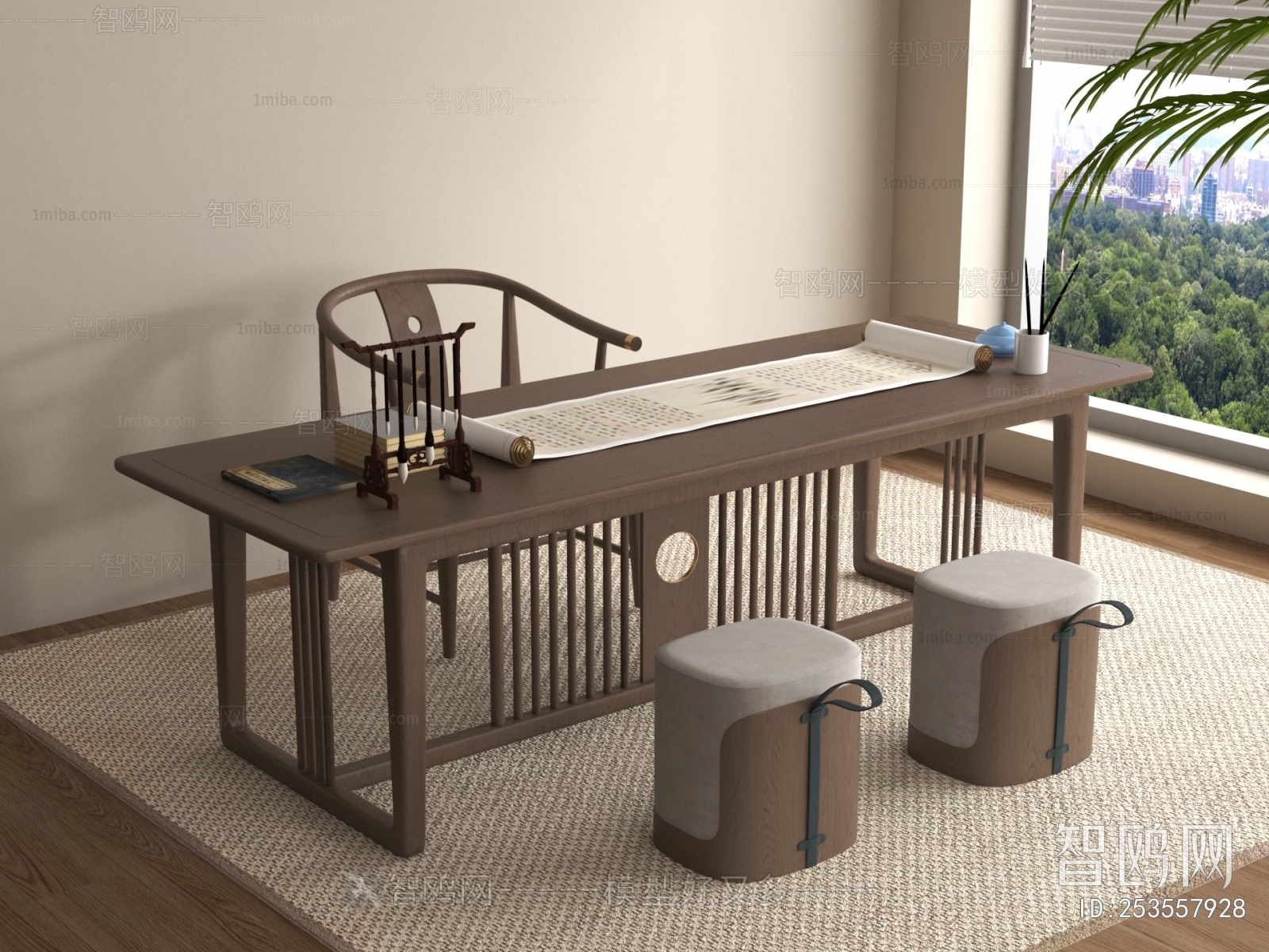 New Chinese Style Computer Desk And Chair