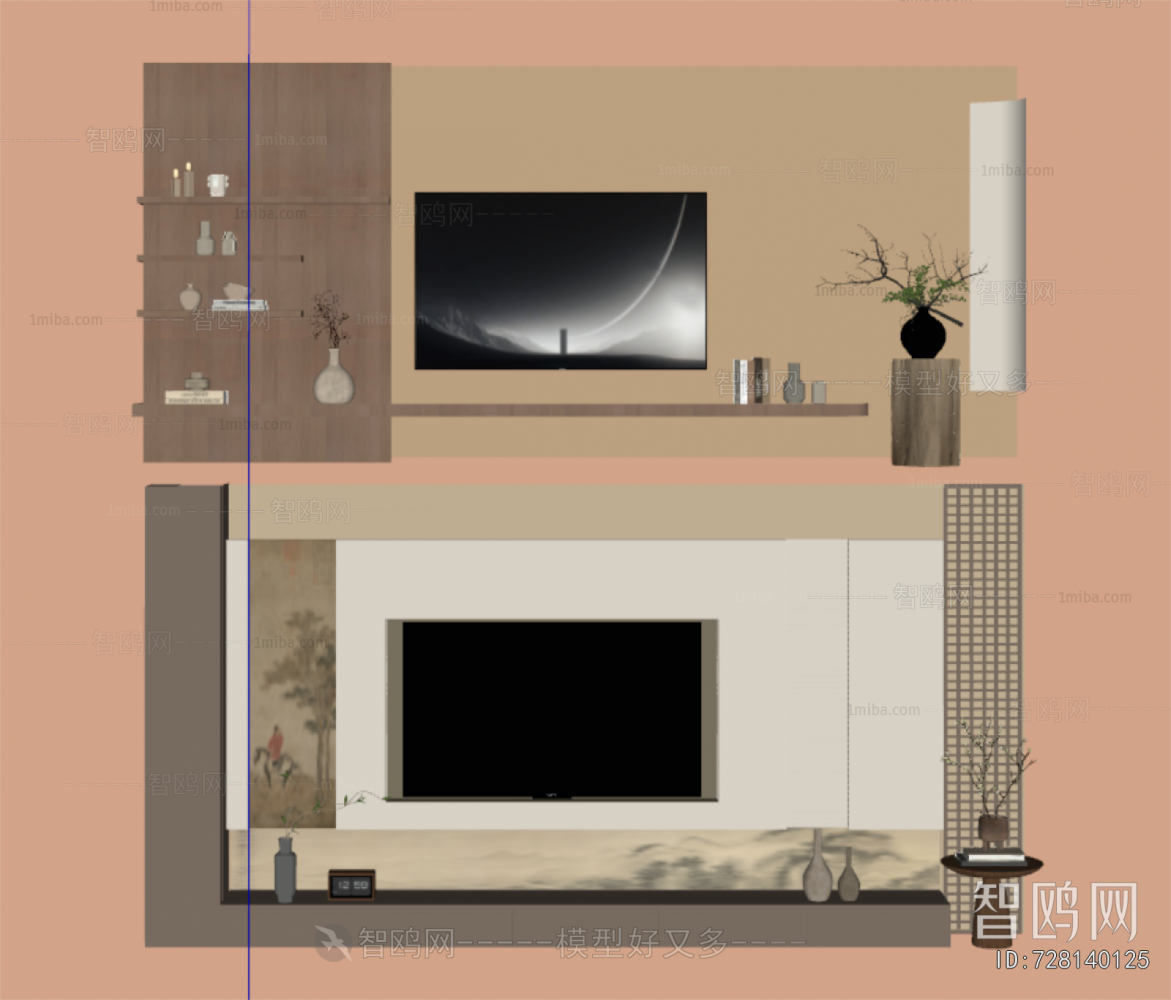 New Chinese Style TV Wall