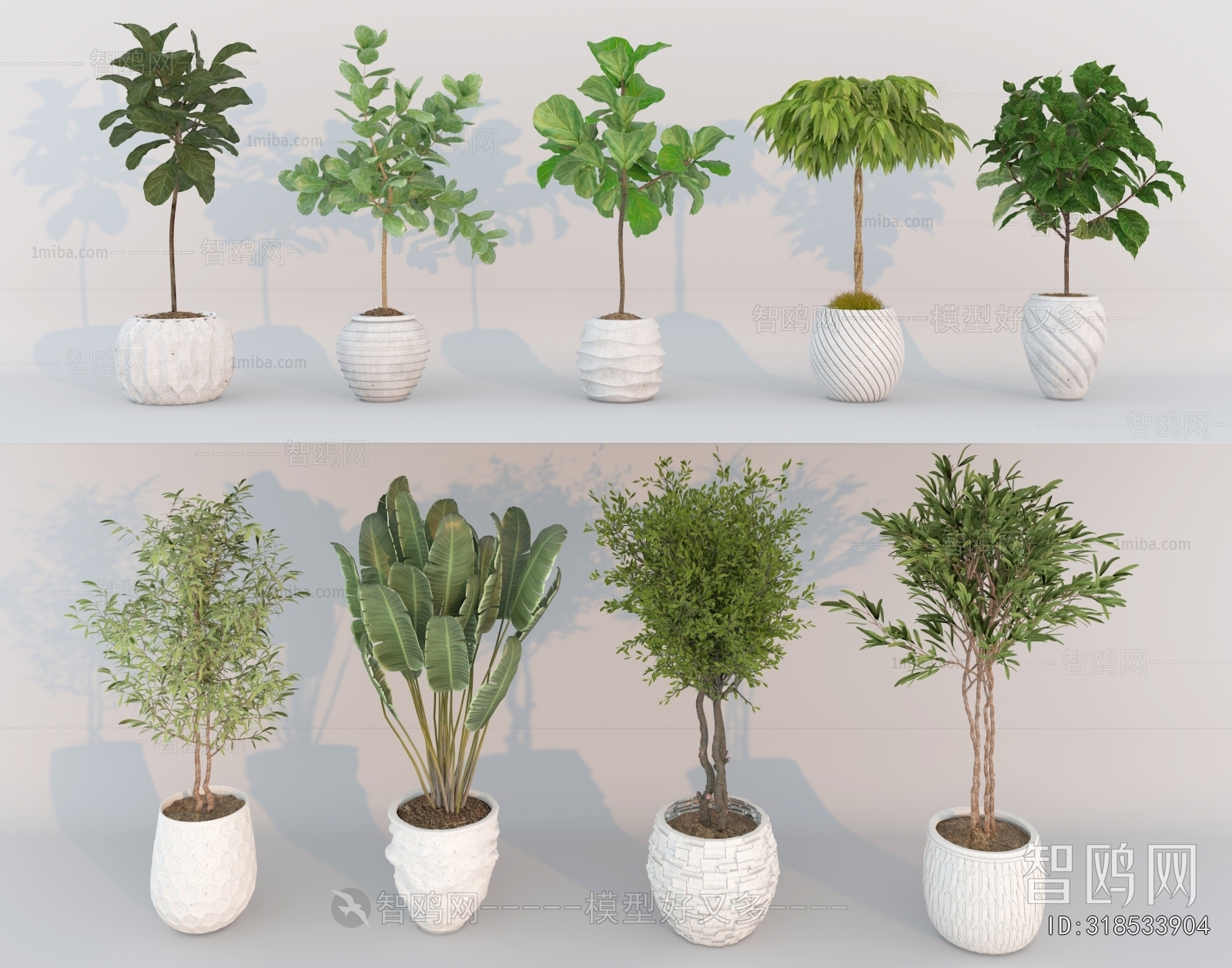Modern Ground Green Plant Potted Plants