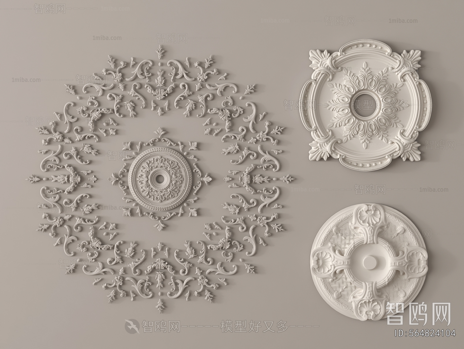 French Style Plaster Carved Top Plate