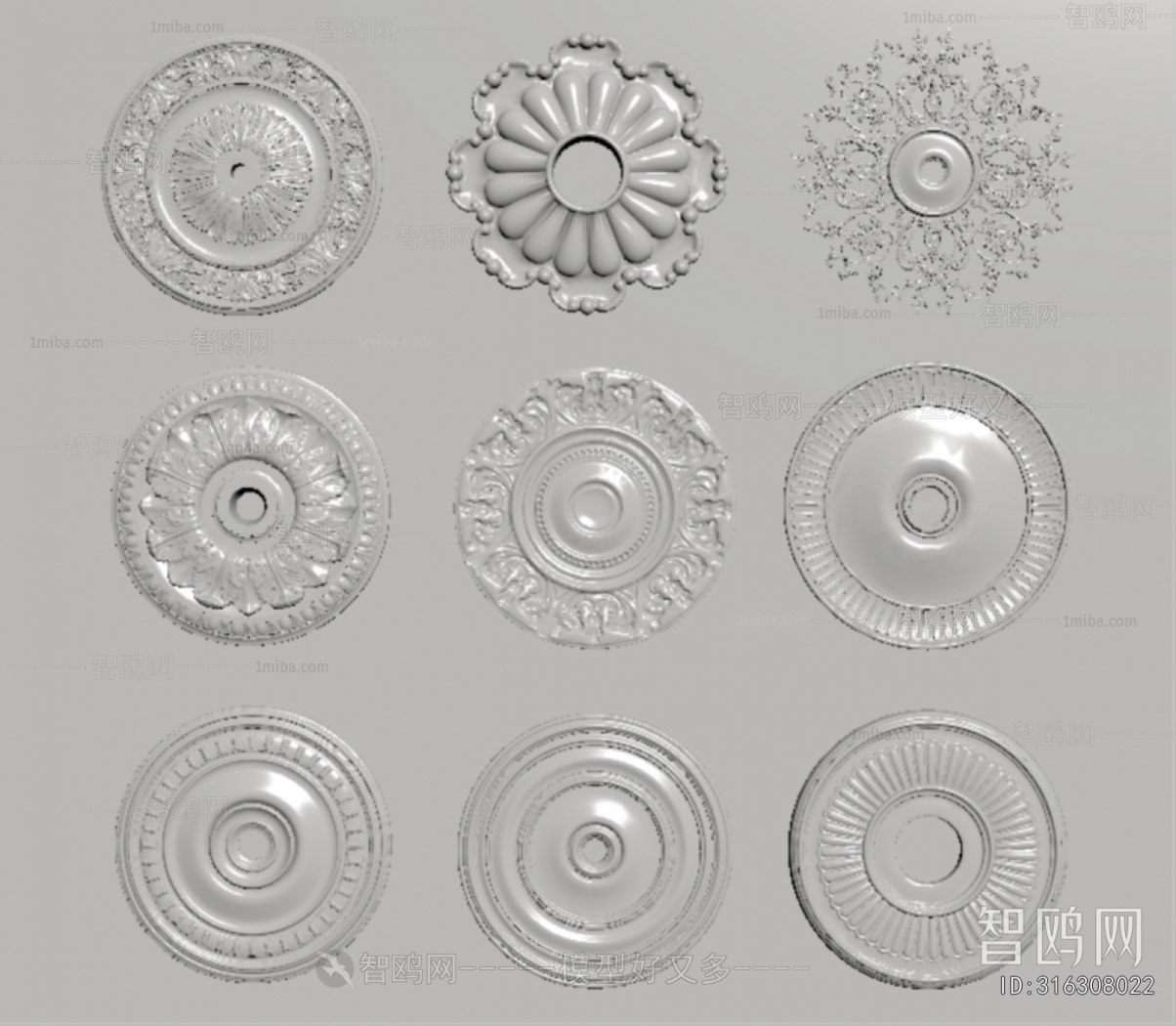 French Style Plaster Carved Top Plate