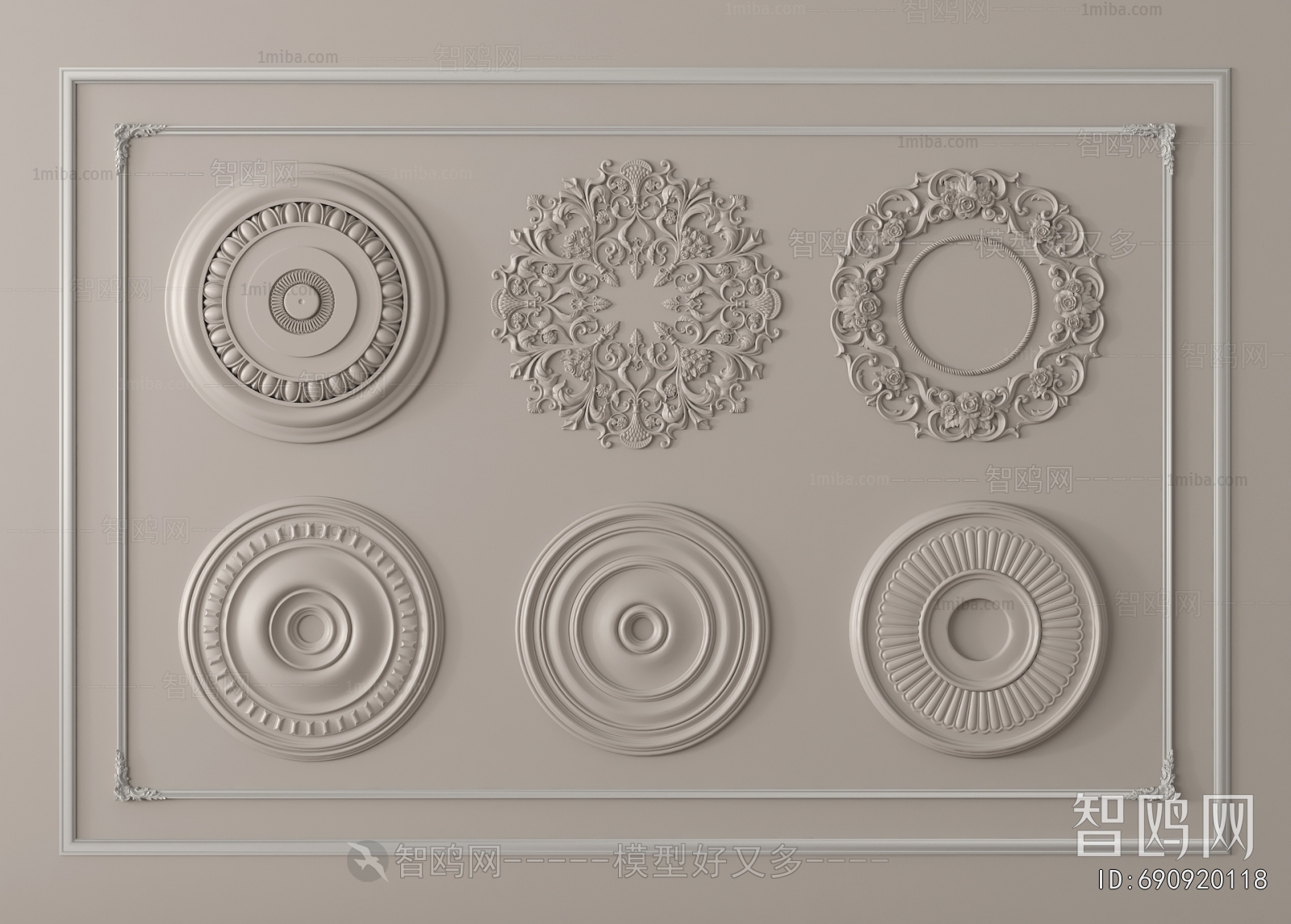 French Style Plaster Carved Top Plate