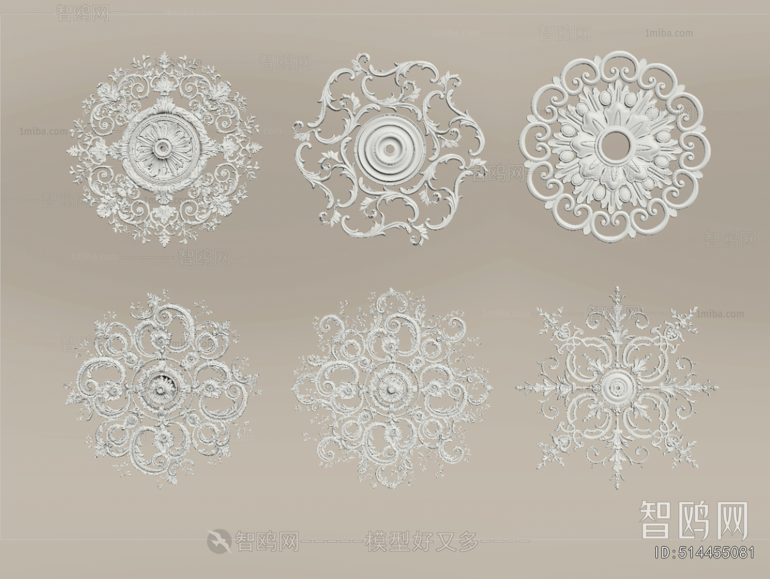 French Style Plaster Carved Top Plate