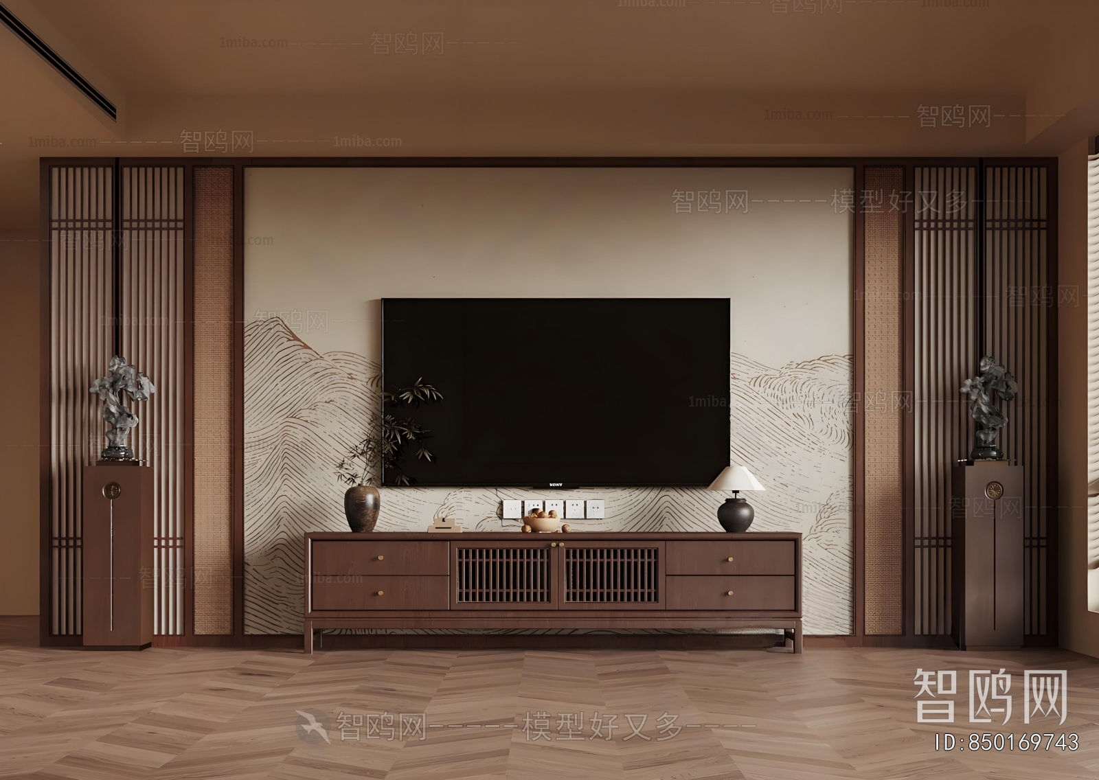 New Chinese Style TV Wall