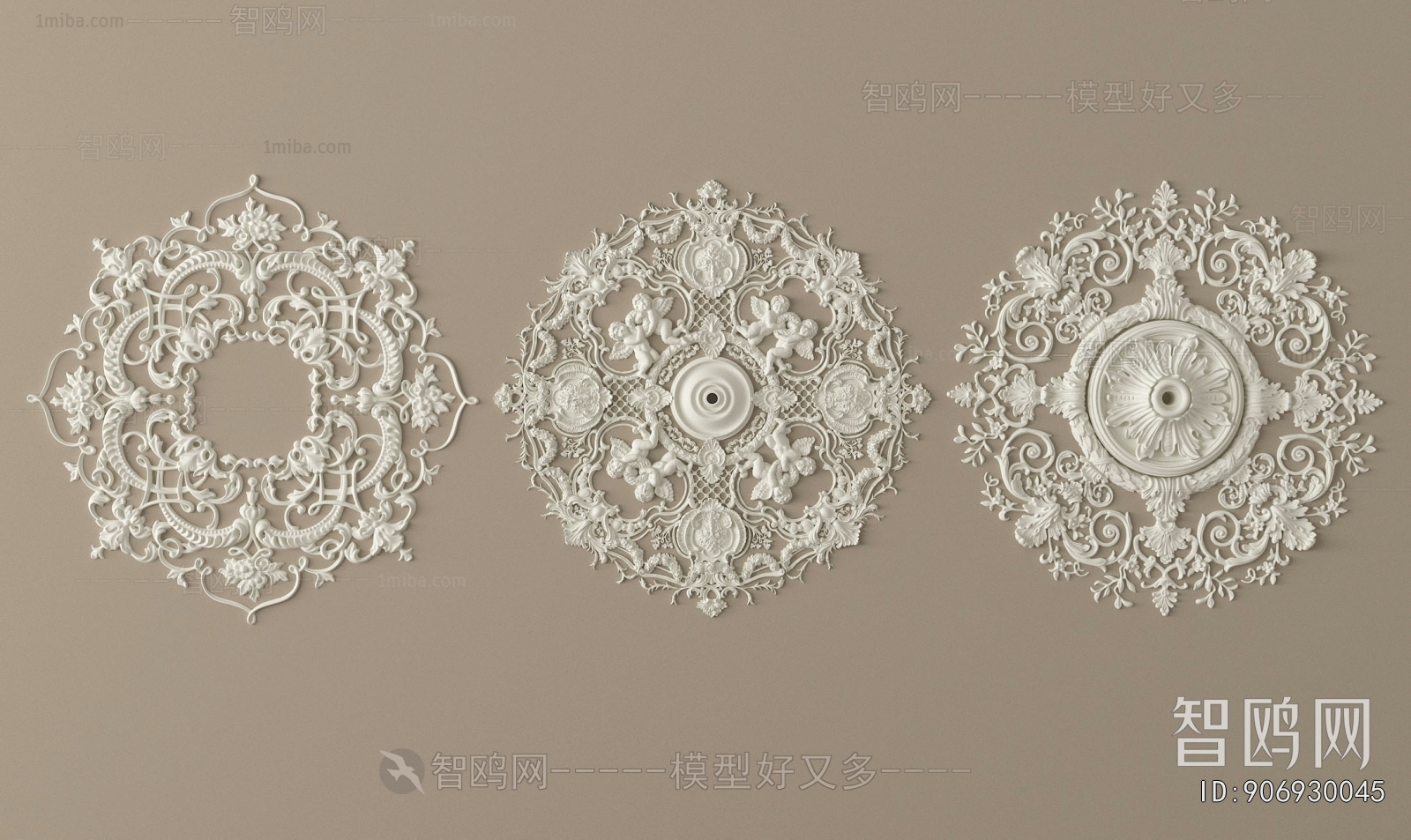 French Style Plaster Carved Top Plate