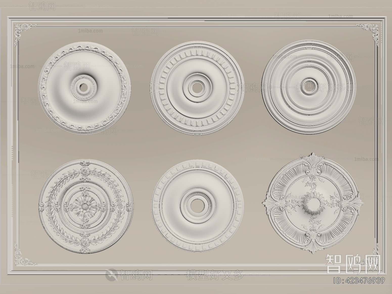 European Style Plaster Carved Top Plate