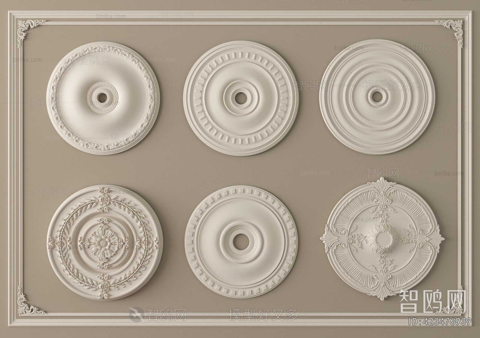 European Style Plaster Carved Top Plate
