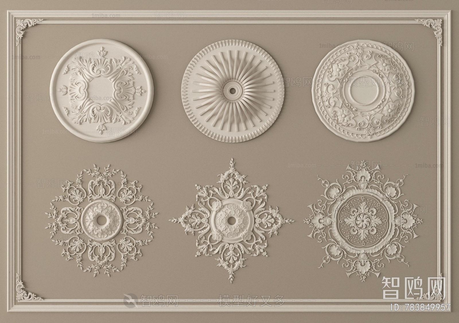 French Style Plaster Carved Top Plate