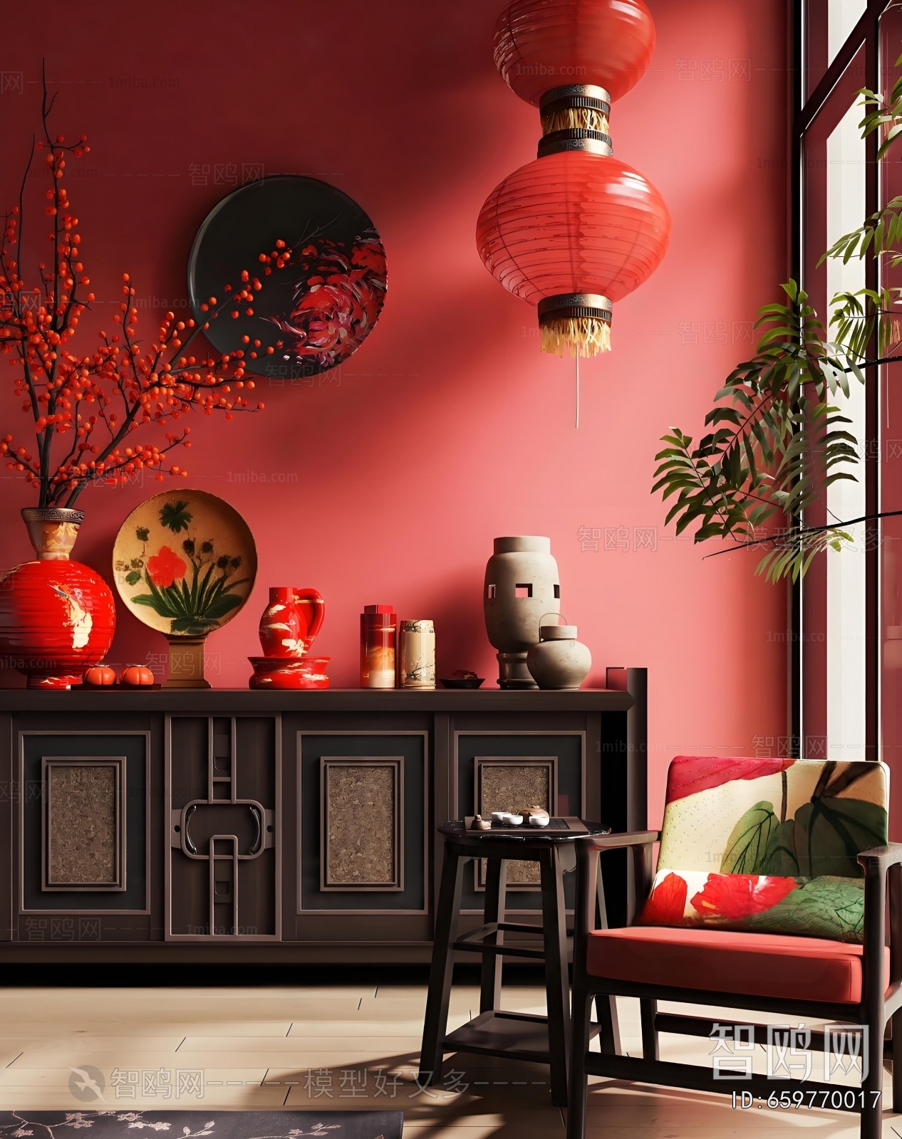 New Chinese Style Side Cabinet