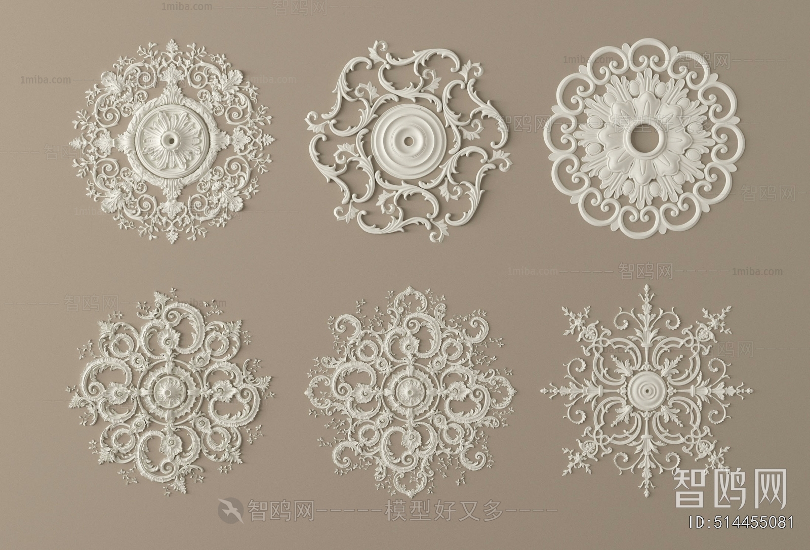 French Style Plaster Carved Top Plate