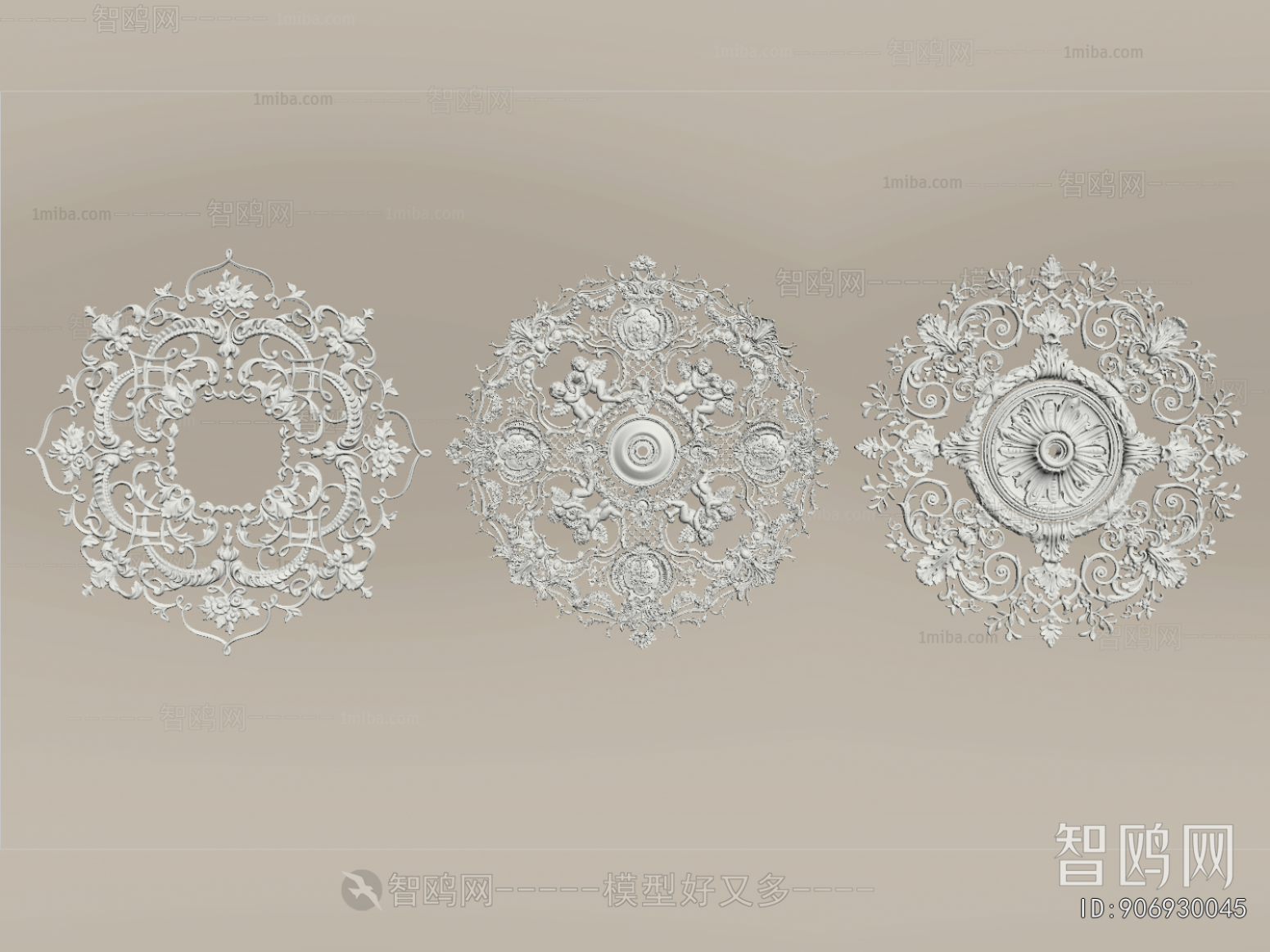 French Style Plaster Carved Top Plate