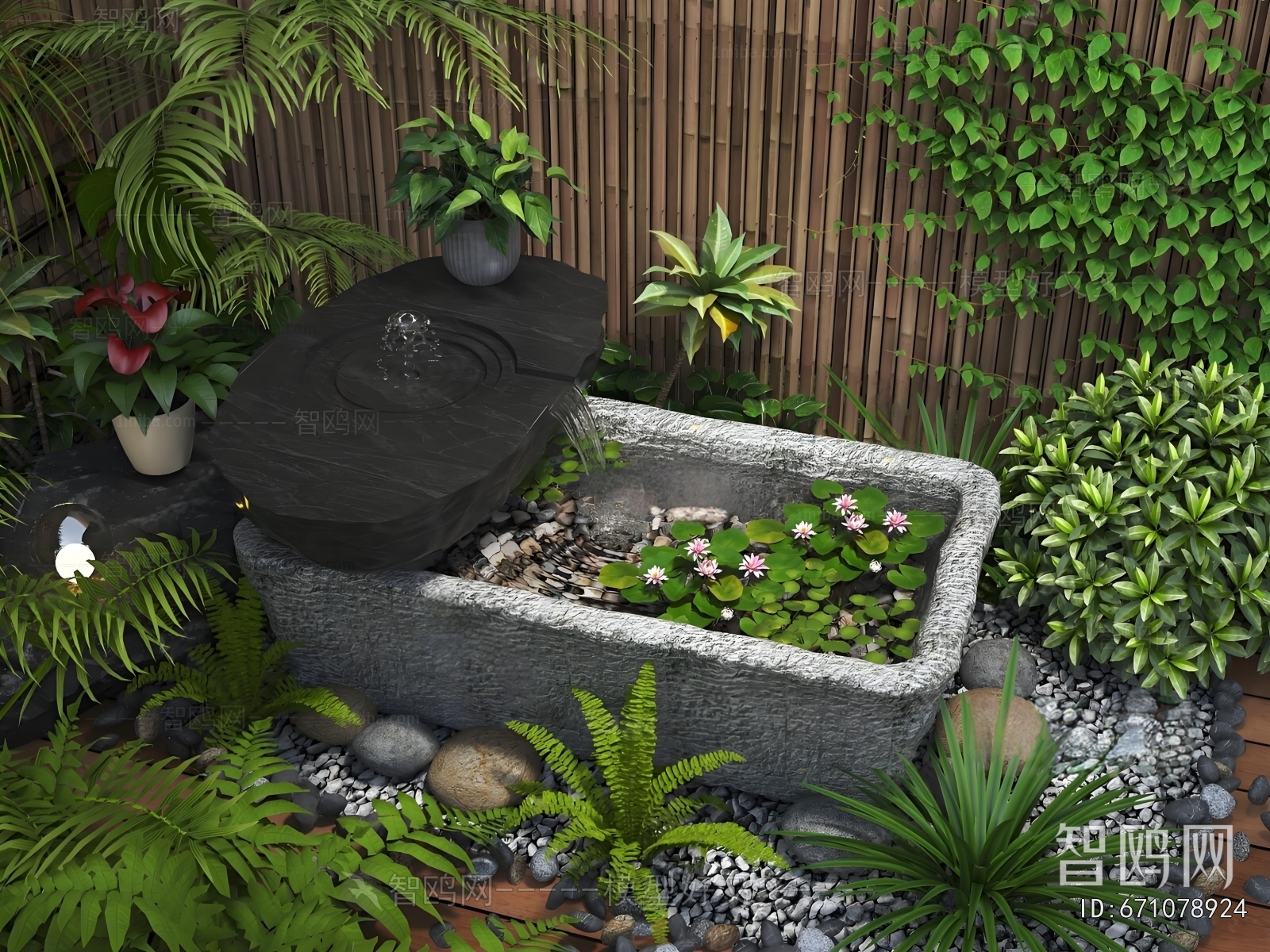 New Chinese Style Rockery Waterscape