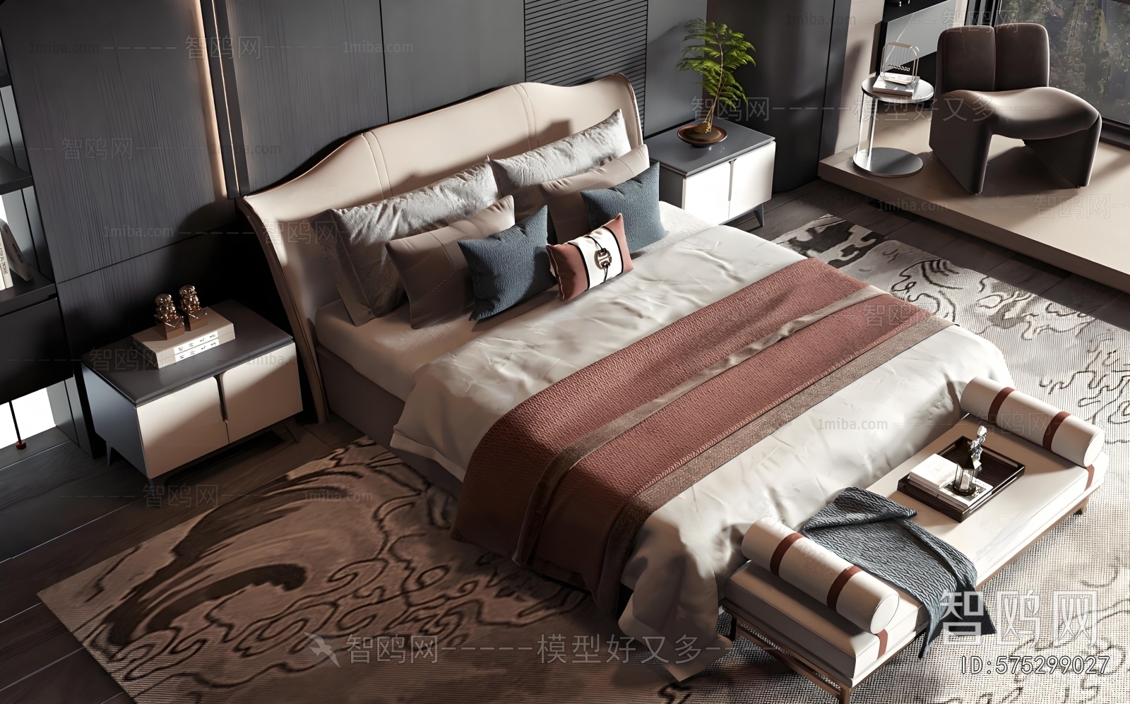 New Chinese Style Double Bed