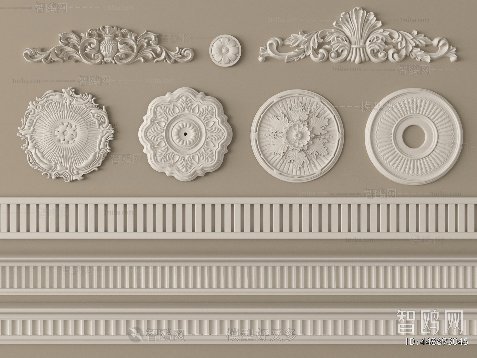 European Style Plaster Carved Top Plate