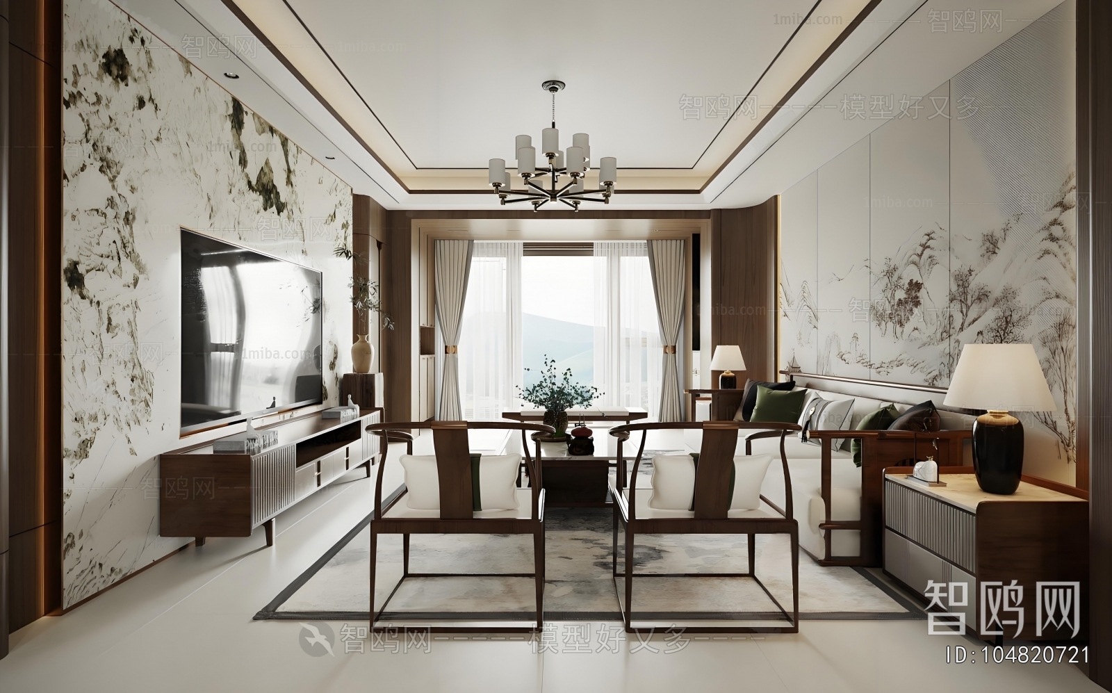 New Chinese Style A Living Room