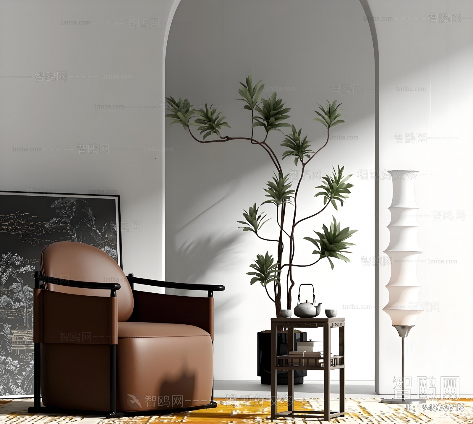 New Chinese Style Single Sofa