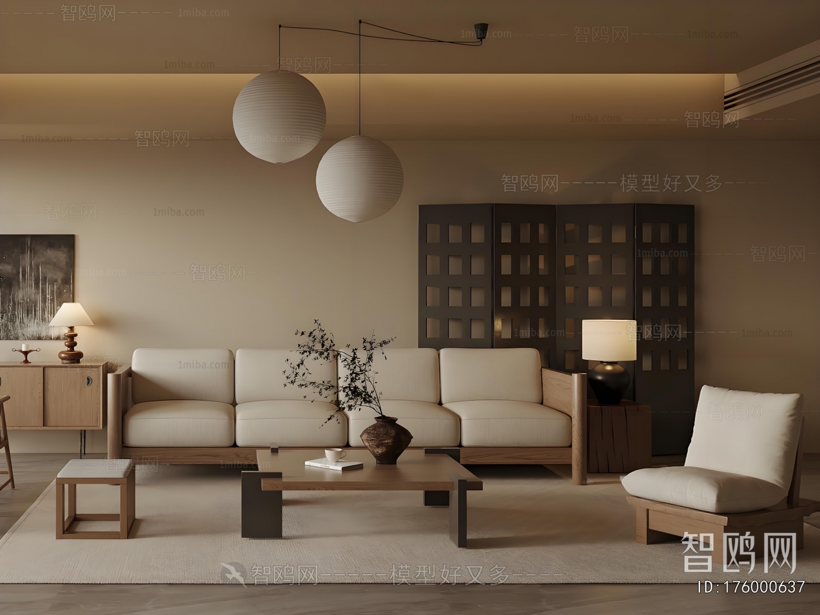 New Chinese Style A Living Room