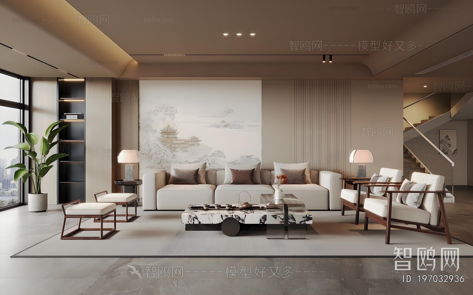 New Chinese Style A Living Room