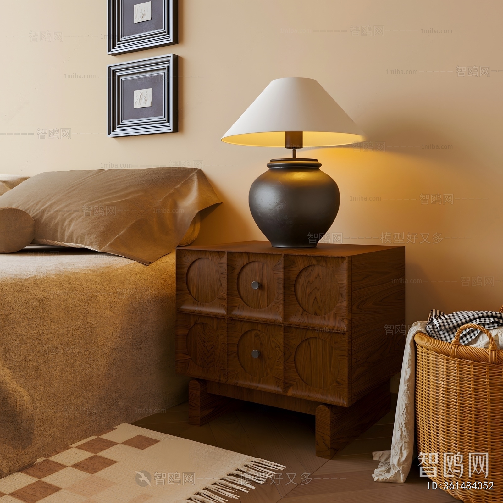 Wabi-sabi Style Bedside Cupboard