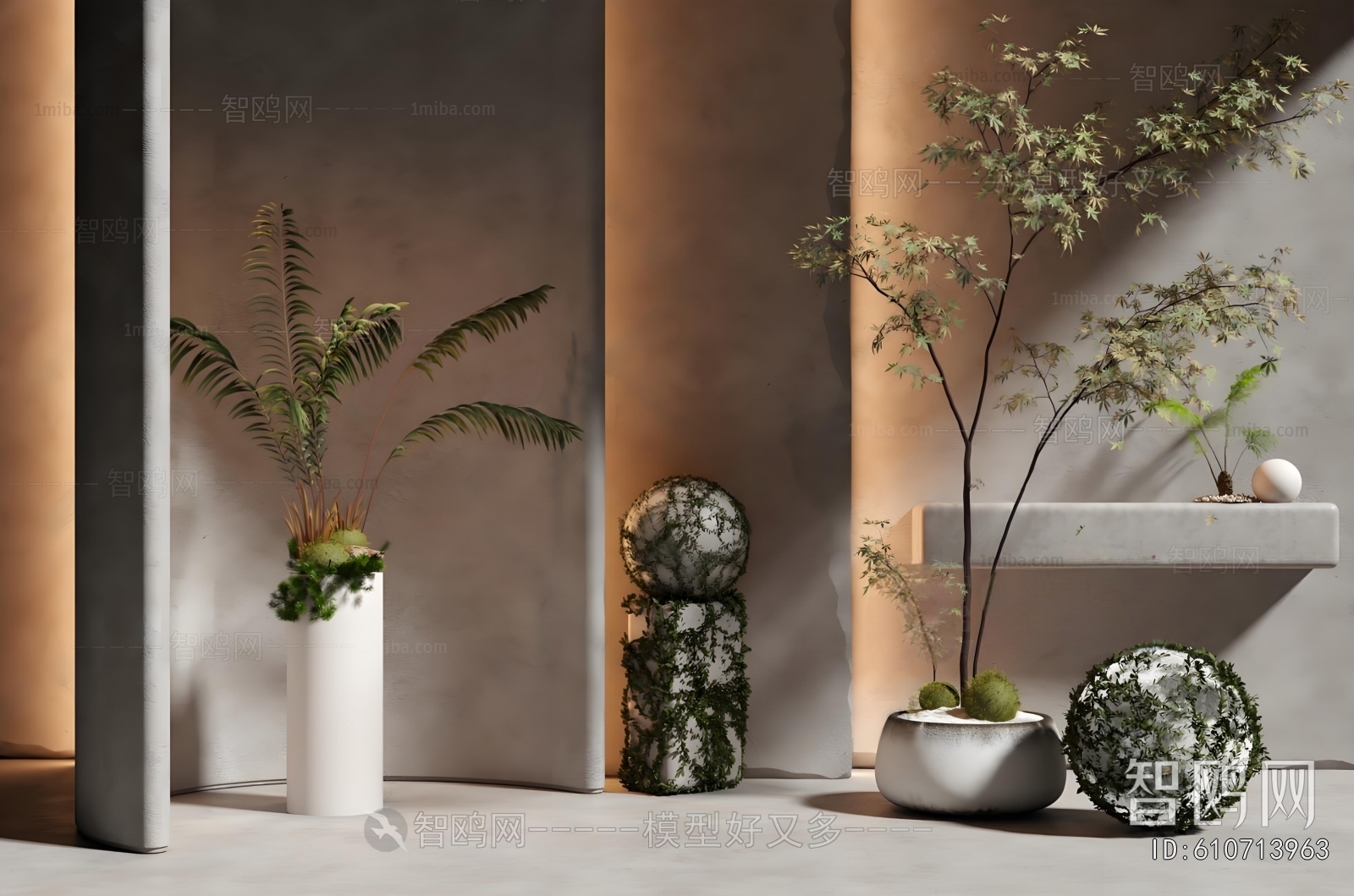 Modern Ground Green Plant Potted Plants