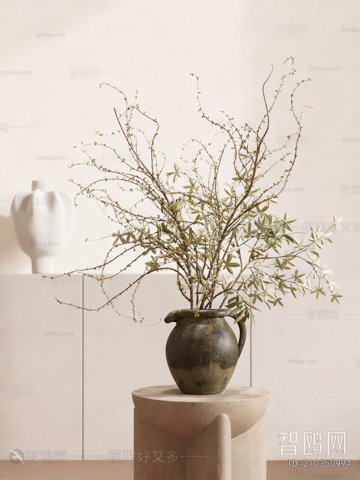 Wabi-sabi Style Potted Green Plant