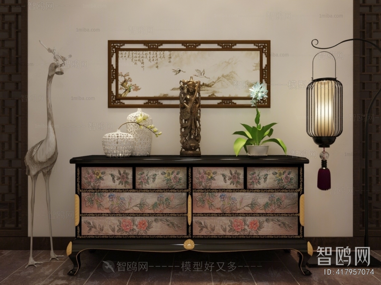 New Chinese Style Entrance Cabinet