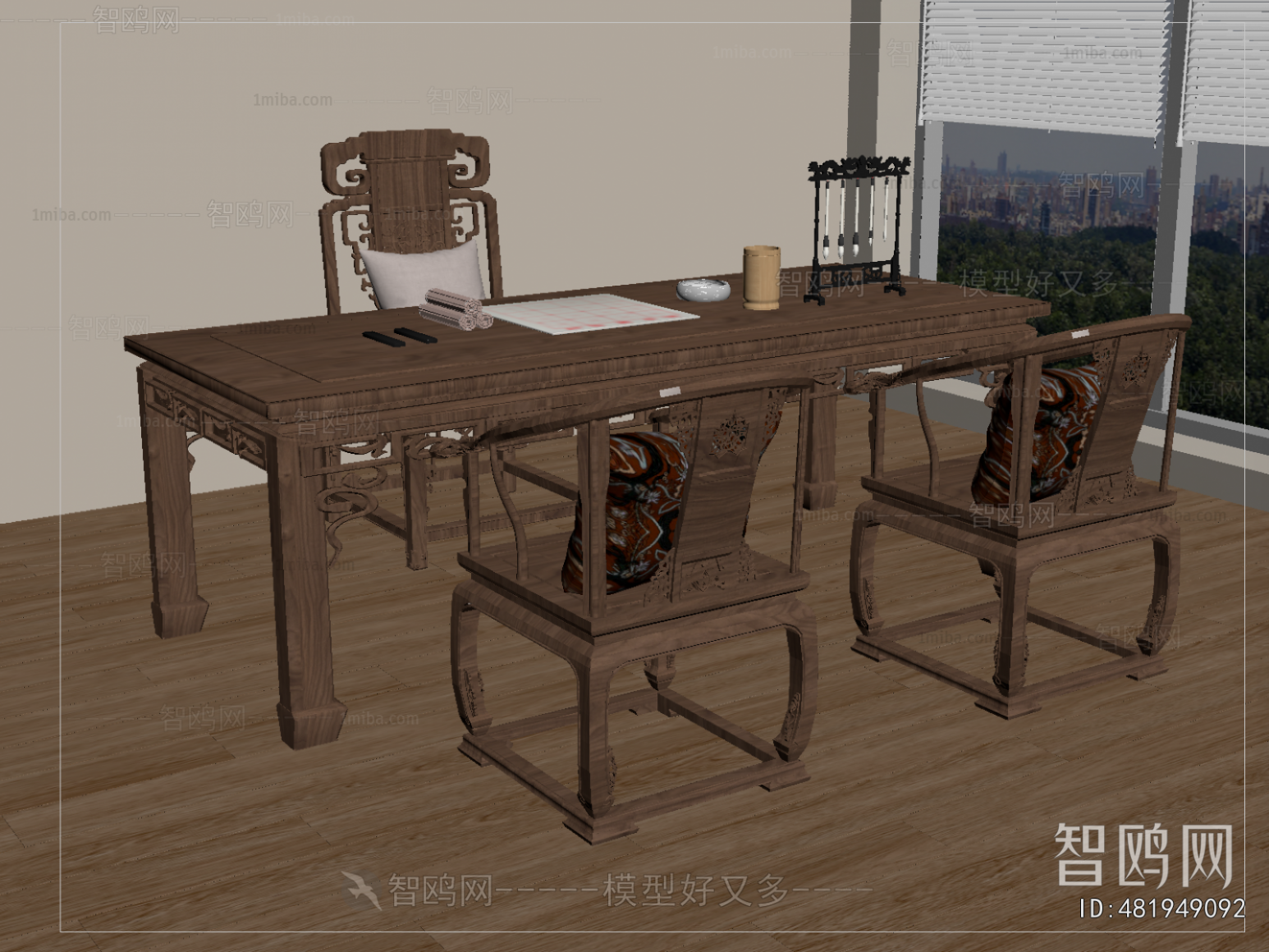 New Chinese Style Computer Desk And Chair