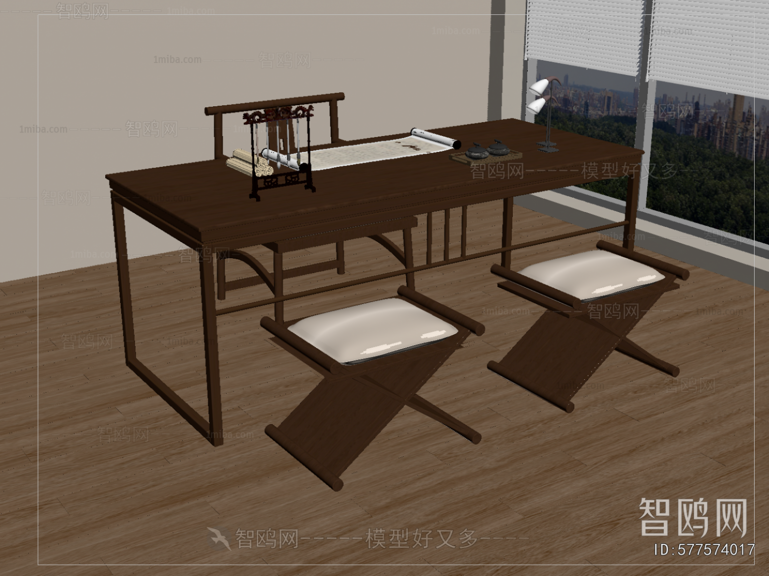 New Chinese Style Computer Desk And Chair