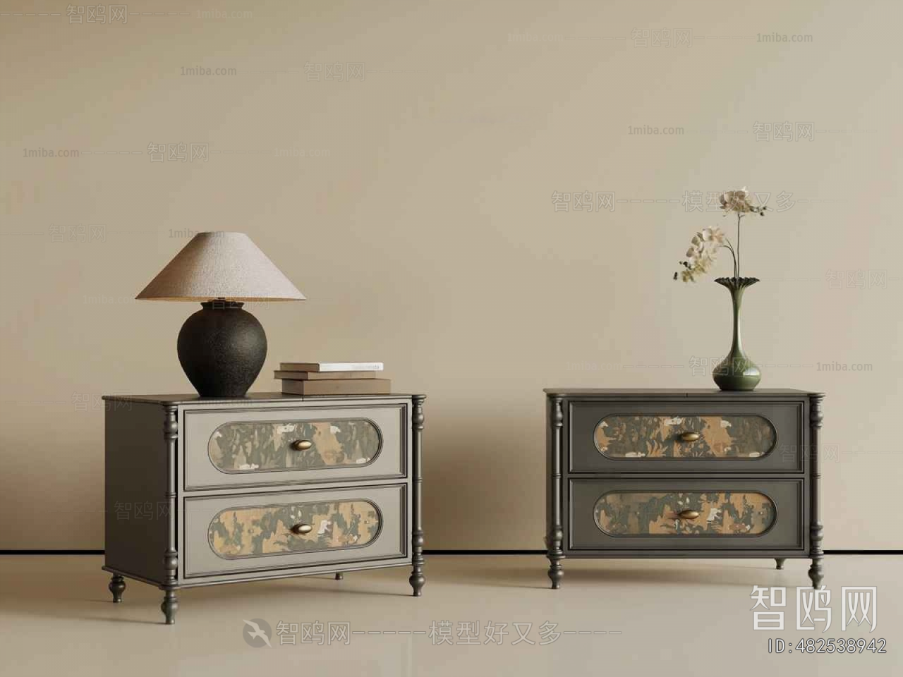 French Style Bedside Cupboard