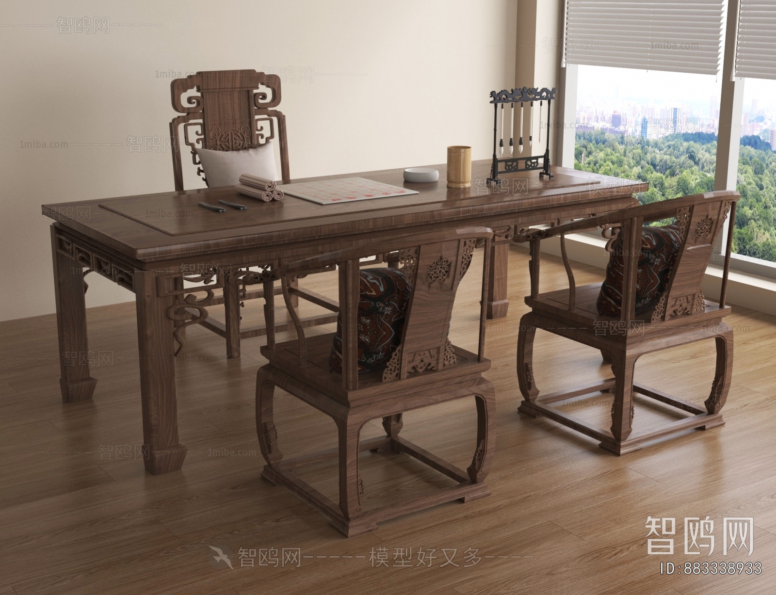 New Chinese Style Computer Desk And Chair