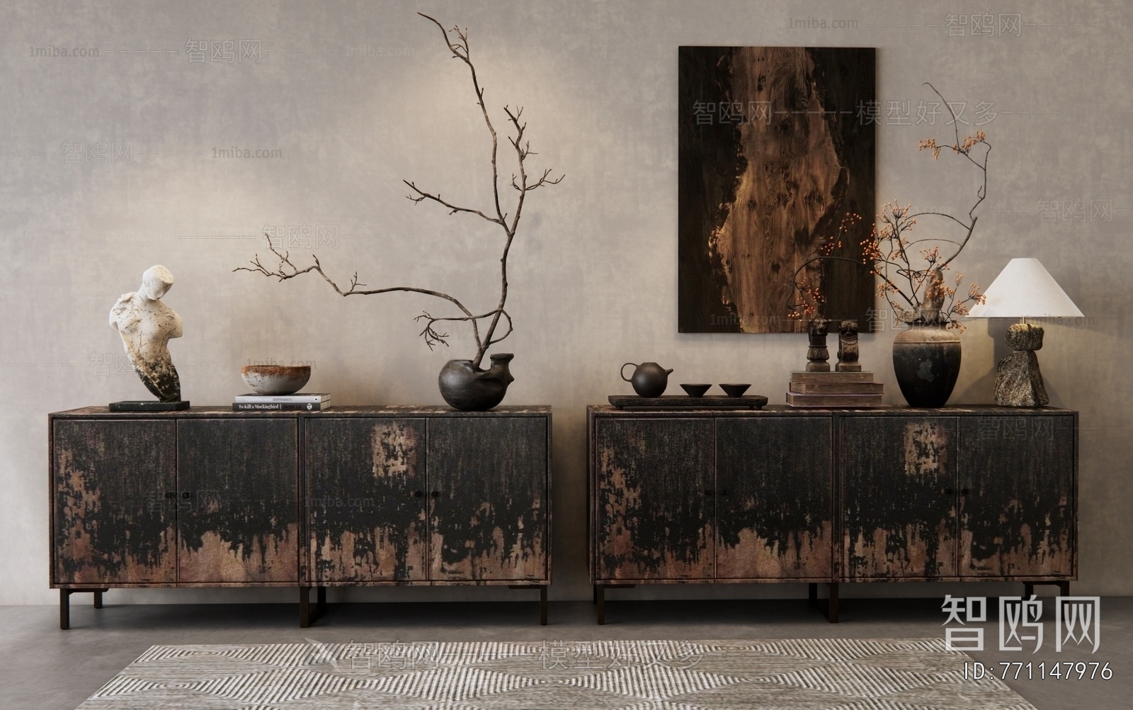 Wabi-sabi Style Side Cabinet