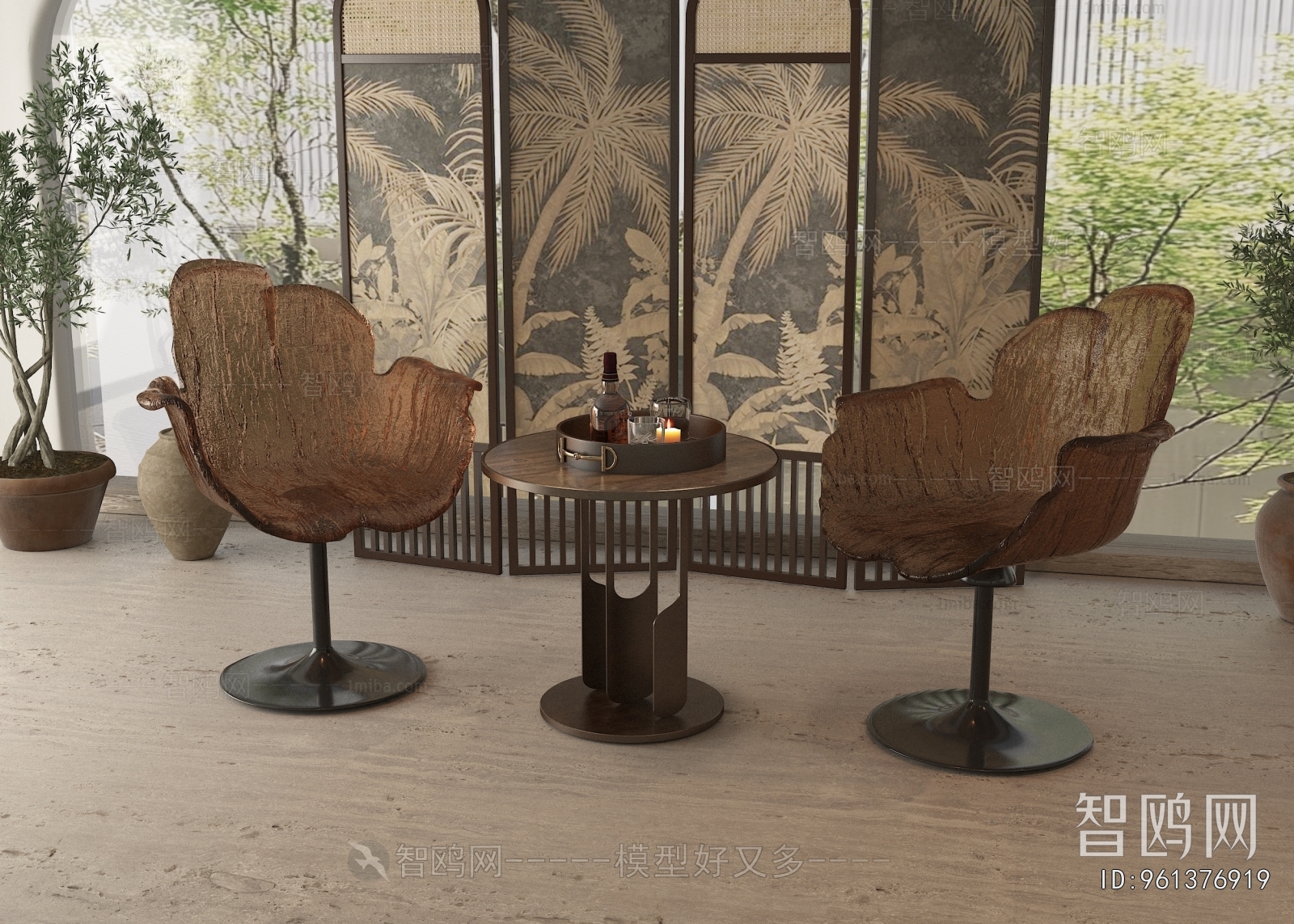 Retro Style Leisure Table And Chair