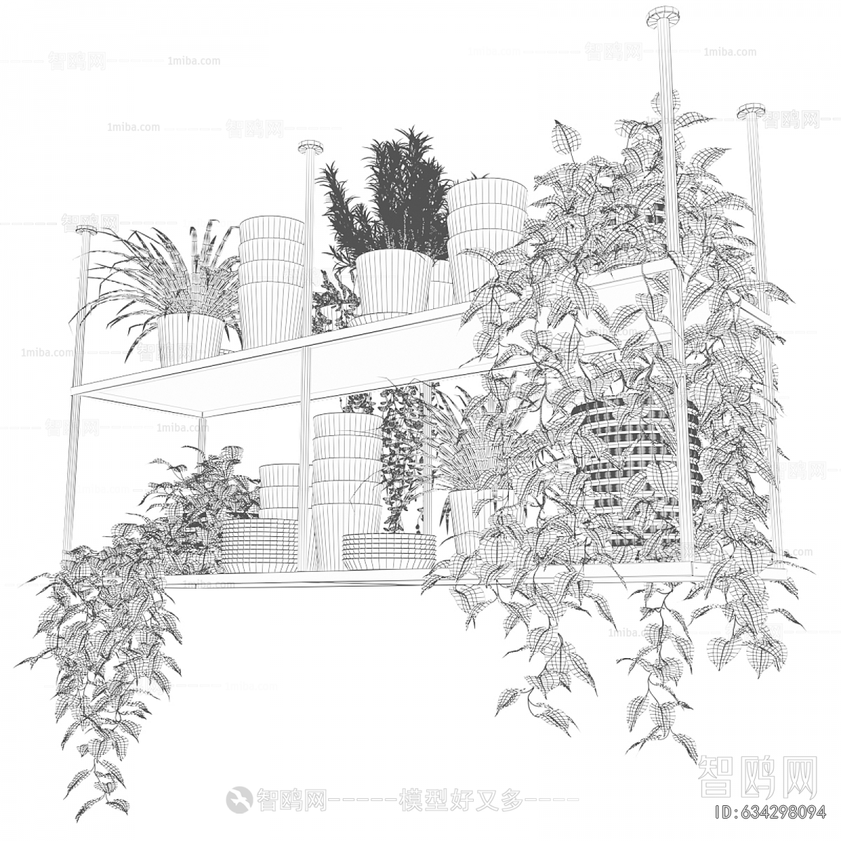 Modern Potted Green Plant