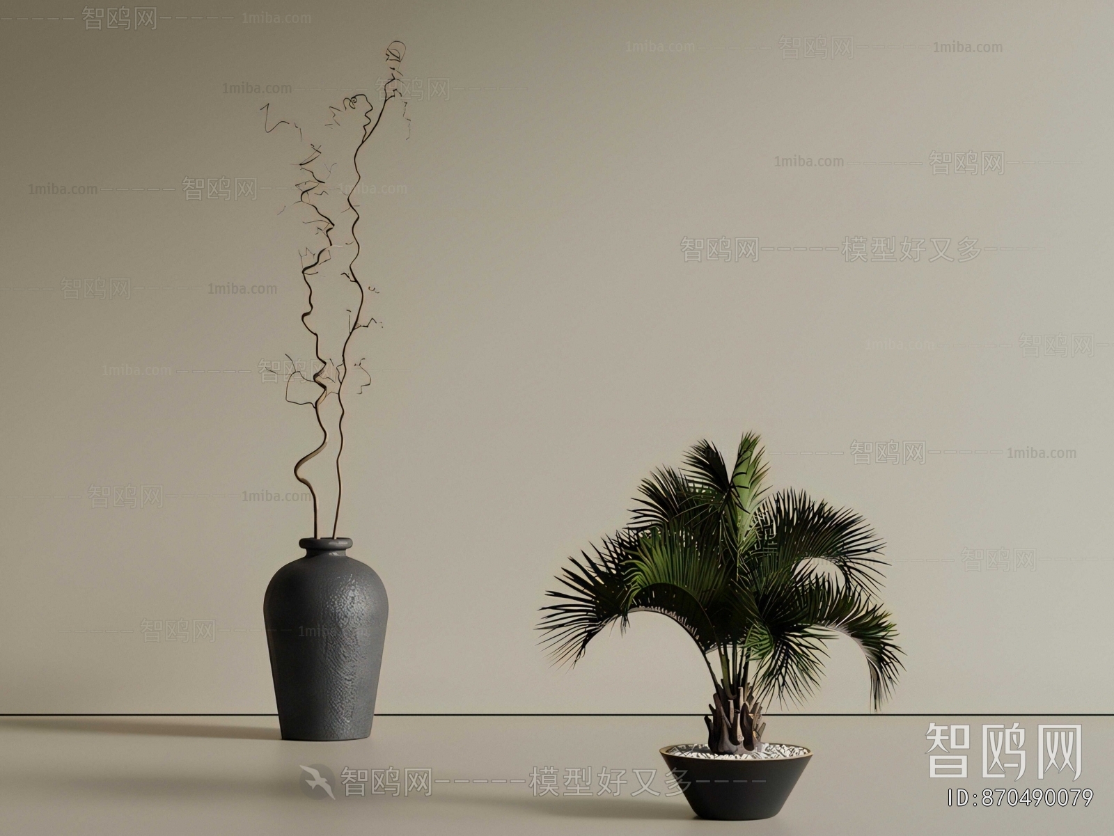 Wabi-sabi Style Ground Green Plant Potted Plants