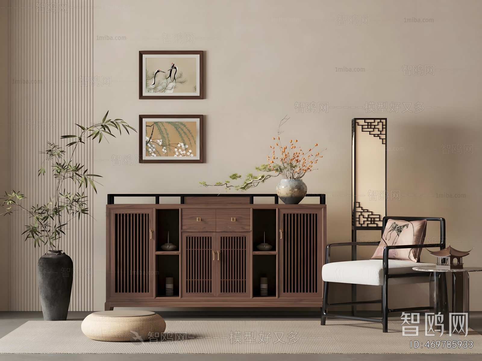 New Chinese Style Entrance Cabinet