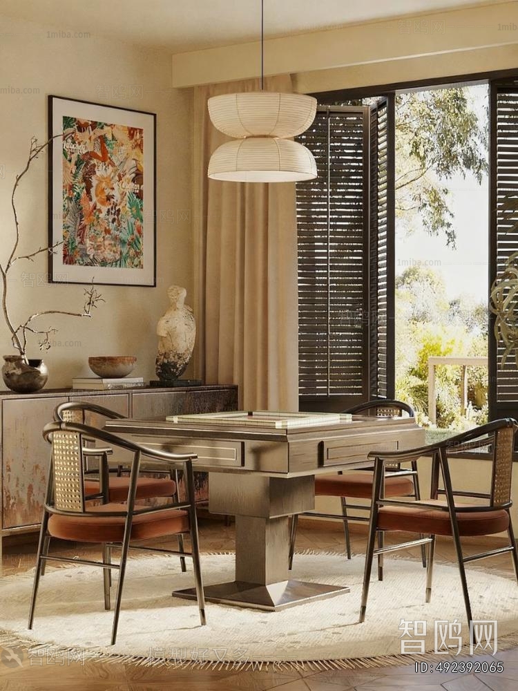 Wabi-sabi Style Chess And Card Room