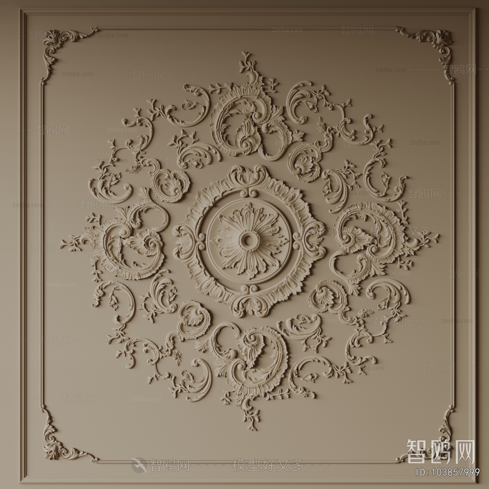 French Style Plaster Carved Top Plate