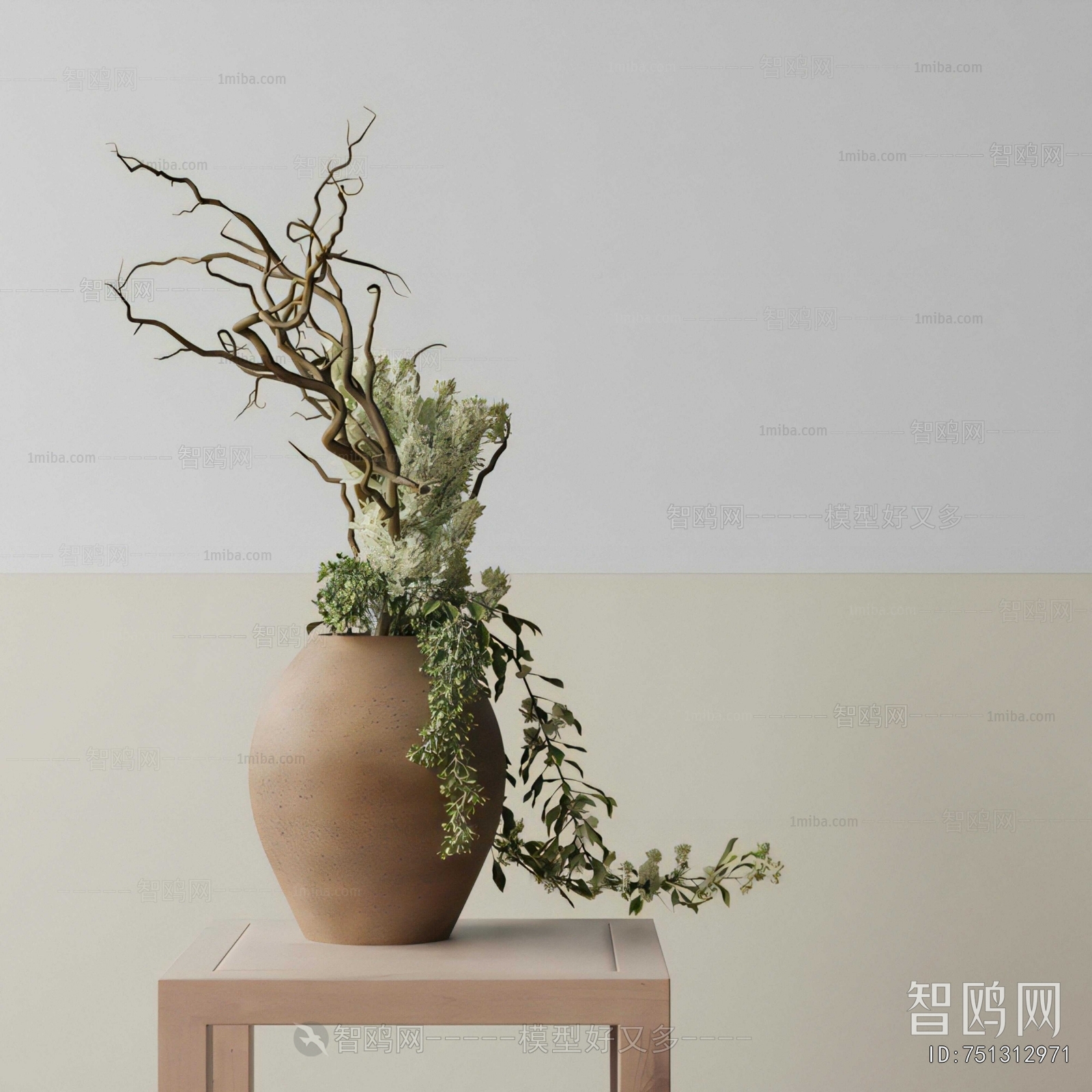 Wabi-sabi Style Potted Green Plant